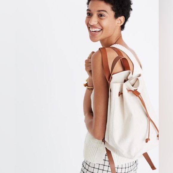 Madewell Bags Madewell Canvas Leather Somerset Drawstring Backpack